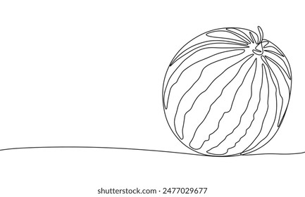 Watermelon one line continuous. Line art Watermelon . Hand drawn vector art.