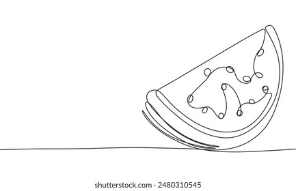 Watermelon one line continuous. Line art Watermelon. Hand drawn vector art.