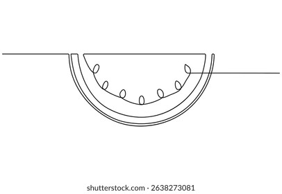Watermelon one line continuous. Fresh watermelon line art outline,  Line art Watermelon . Hand drawn vector art. Continuous one line drawing of watermelon .