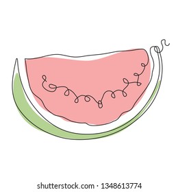 Watermelon one line drawing. Abstract minimal icon
