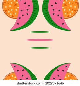 watermelon and orange on a delicate background