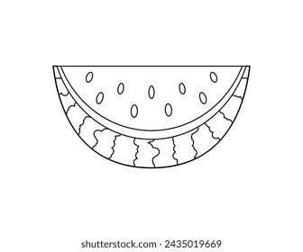watermelon outline for coloring book template, watermelon for kids illustration worksheet printable