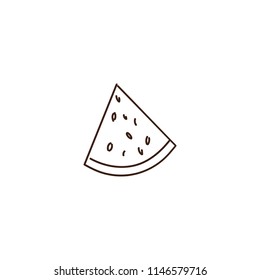 Watermelon outline illustration. Vector doodle sketch hand drawn fruit illustration	