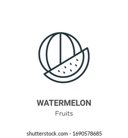 Watermelon outline vector icon. Thin line black watermelon icon, flat vector simple element illustration from editable fruits concept isolated stroke on white background