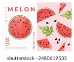 Watermelon packaging design templates, watercolour style vector illustration.