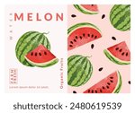 Watermelon packaging design templates, watercolour style vector illustration.