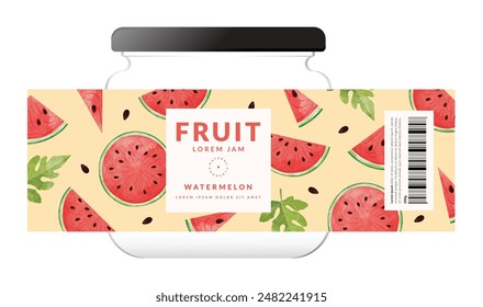 Watermelon packaging design templates, watercolour style vector illustration.