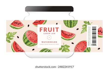 Watermelon packaging design templates, watercolour style vector illustration.