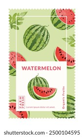 Watermelon packaging design templates, watercolour style vector illustration.