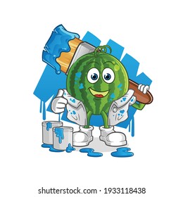 watermelon painter illustration. character vector