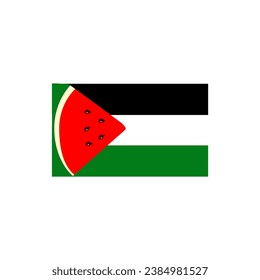 Watermelon and Palestine flag. Watermelon became a symbol of protest for Palestinians