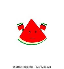 Watermelon and Palestine flag. Watermelon became a symbol of protest for Palestinians