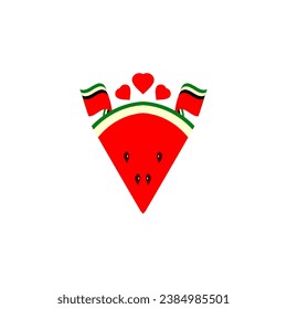 Watermelon and Palestine flag. Watermelon became a symbol of protest for Palestinians