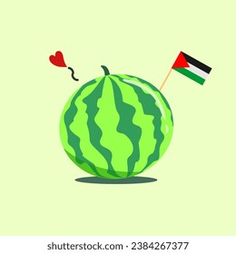 watermelon with palestine flag isolated background. Watermelon is symbol of Palestine flag