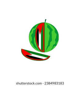 watermelon with palestine flag isolated background. Watermelon is symbol of Palestine flag