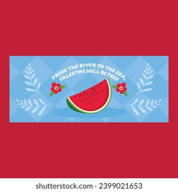 Watermelon Palestine Symbol for Peaceful Country . Green, White, Red, Black. Fresh Watermelon