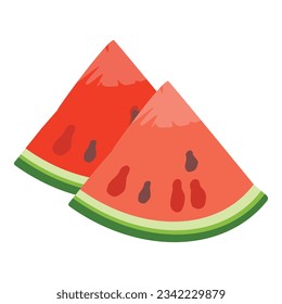 Watermelon part icon cartoon vector. Slice fruit. Half circle