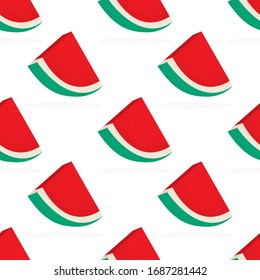 Watermelon parts seamless pattern. Isometric watermelon slices endless vector background. Part of set.