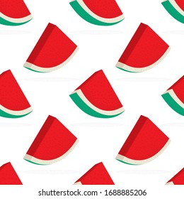 Watermelon parts seamless pattern. Isometric watermelon slices endless vector background. Part of set.