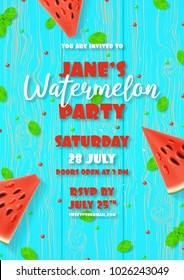 Watermelon party invitation template