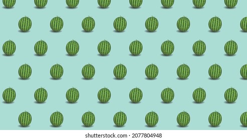 Watermelon pattern background with green background