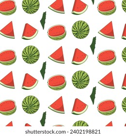 Watermelon pattern background. Watermelon as a symbol of Palestine