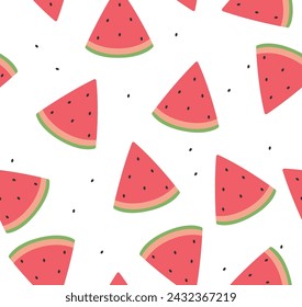 Watermelon Pattern, Watermelon Background, Watermelon Wallpaper, Fruit Pattern, Summer Fruit Background, Summer Wallpaper, Vector Illustration