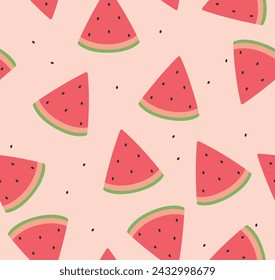 Watermelon Pattern, Watermelon Background, Watermelon Wallpaper, Fruit Pattern, Summer Fruit Background, Summer Wallpaper, Vector Illustration