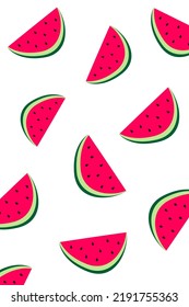 Watermelon pattern. Bright summer pattern. Watermelon slices with pits. Summer berry. Print for textile, phone case.