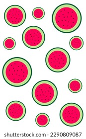 Watermelon pattern. Bright summer pattern. Watermelon slices with pits. Seamless vector background. Summer berry. Print for textile, phone case.