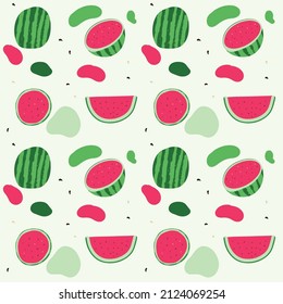 Watermelon pattern with colors and elements super vibrances. Red and green colors