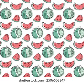 watermelon pattern flat design slice friut design illustration background