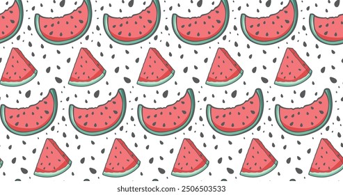 watermelon pattern flat design slice friut design illustration background