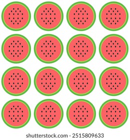  watermelon pattern in flat style on white background