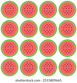  watermelon pattern in flat style on white background