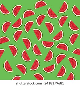 Watermelon pattern. Fruity background. Watermelon vector minimal illustration. Watermelon slices. Organic healthy food illustration. Organic patterns