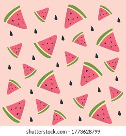 Watermelon pattern. Hand draw watermelon