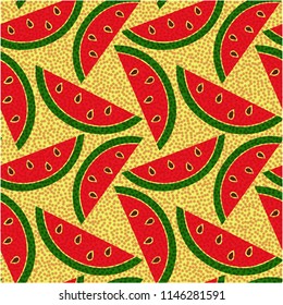 Watermelon pattern on the dot background.