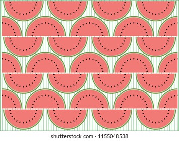 Watermelon pattern on stripe background.