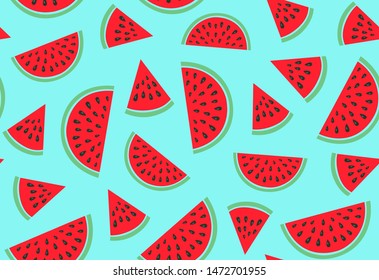 Watermelon  pattern on a white background. Vector Illustration
