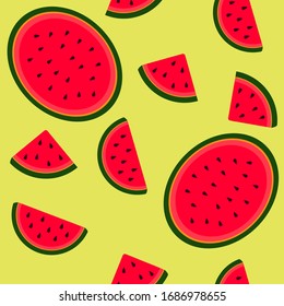 Watermelon pattern. Pieces of watermelon. Seamless vector pattern.