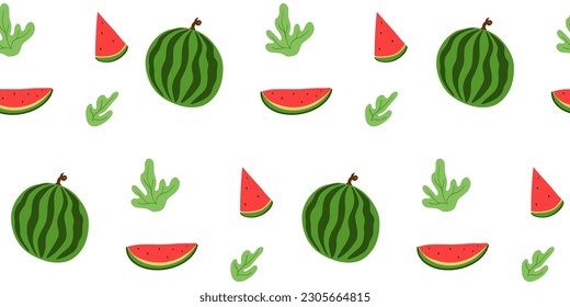 watermelon pattern seamless handdrawn continuous freehand cute design. eps 10	