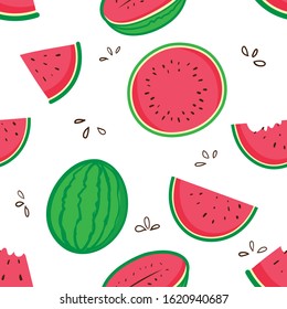 watermelon pattern seamless, Watermelon slices isolated on white background. 