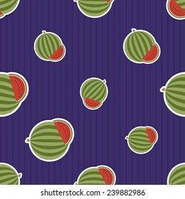 Watermelon pattern. Seamless texture with ripe watermelons. Use as a pattern fill