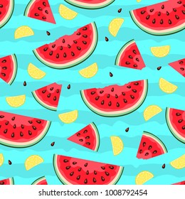 Watermelon pattern. Seamless vector illustration. Pattern can be used as wrapping paper, background, fabric print, web page backdrop, wallpaper and more