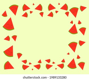 Watermelon pattern. Sliced watermelon on white background. Flat lay, top view.