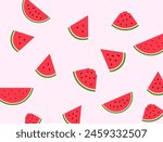 watermelon pattern for summer background. Watermelon half and sliced. Vector illustration