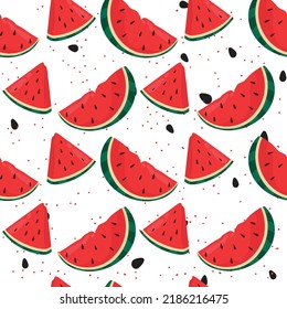 Watermelon pattern template slices sketch classic handdrawn. Vector Illustration.