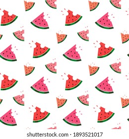 Wassermelonmuster für Textilien. Farbige Wassermelone. Sommerdesign. Gesunde Früchte.
