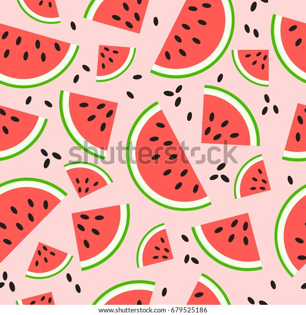 Watermelon Pattern Vector Stock Vector (Royalty Free) 679525186